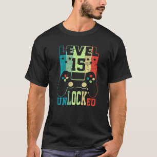 T-shirt Niveau 15 Débloqué   Joueur Vidéo 15e Anniversaire