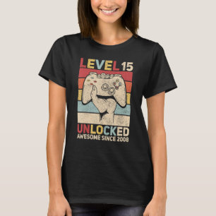 T-shirt Niveau 15 Déverrouillé 15 ans tenue Anniversaire g