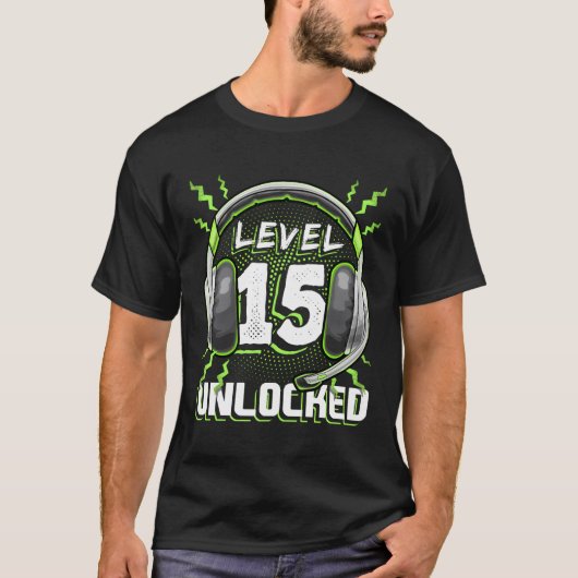 T-shirt Niveau 15 Jeu Vidéo Déverrouillé 15E Jeu Pc (Devant)