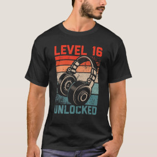 T-shirt Niveau 16 Amateurs De Joueur Vidéo Déverrouillé