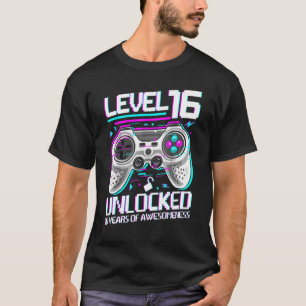 T-shirt Niveau 16 Débloqué 16 Ans de Génialité 16e Anniver
