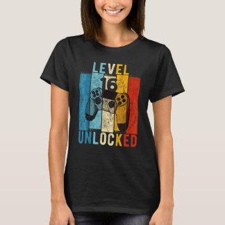 T-shirt Niveau 16 Jeu vidéo déverrouillé 16 ans 16e Bir