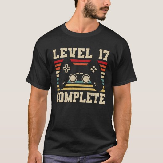 T-shirt Niveau 17 Complet 17e jeu vidéo d'anniversaire (Devant)