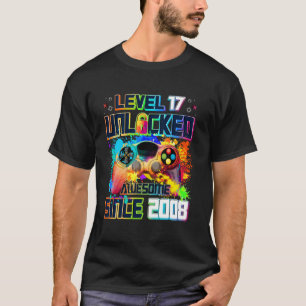 T-shirt Niveau 17 Débloqué Joueur de jeux vidéo de 17 ans
