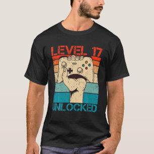 T-shirt Niveau 17 Déverrouillé Anniversaire Funny Vidéo Ga