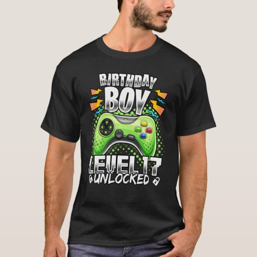 T-shirt Niveau 17 Déverrouillé Retro Video Jeu 17e anniver (Devant)