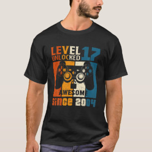 T-shirt Niveau 17 Jeu vidéo déverrouillé 17 ans Anniversai