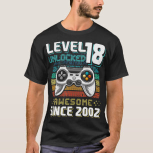 T-shirt Niveau 18 Déverrouillé Awesome 2002 jeu vidéo 18th