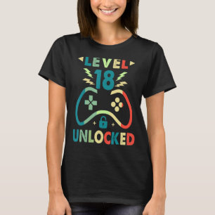 T-shirt Niveau 18 Joueur vidéo déverrouillé 18e anniversai
