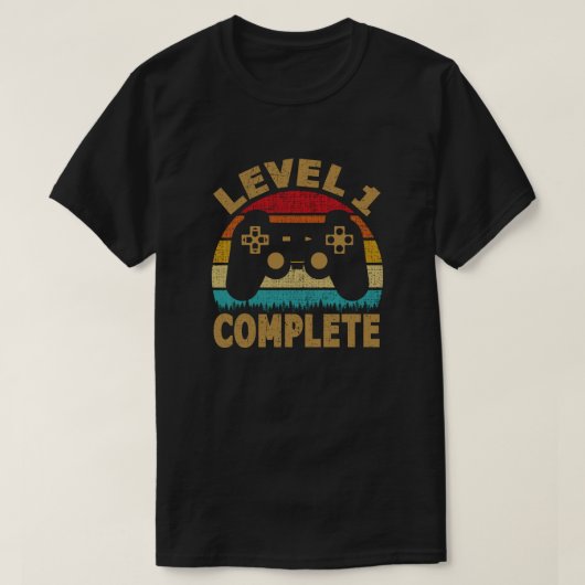 T-shirt Niveau 1 Jeu vidéo complet 1er anniversaire (Design devant)