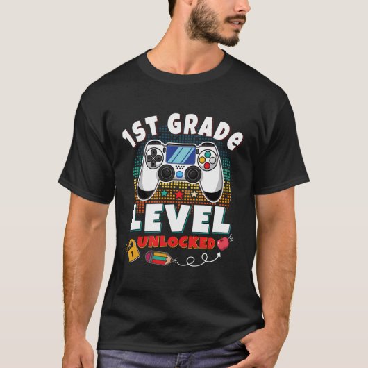 T-shirt Niveau 1Ème Année Déverrouillée Retour À L'École P (Devant)