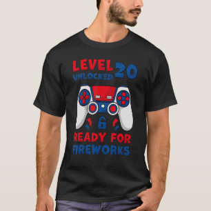 T-shirt Niveau 20 Déverrouillé 20e anniversaire Jeu 4 juil