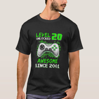 T-shirt Niveau 20 Déverrouillé Awesome 2001 Jeu Vidéo 20Th