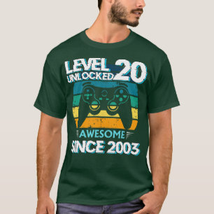 T-shirt Niveau 20 Déverrouillé Awesome 2003 20e Anniversai