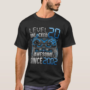 T-shirt Niveau 20 Déverrouillé Étonnant Depuis 2002 20E An