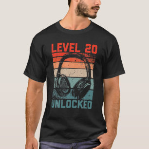 T-shirt Niveau 20 Vidéo Déverrouillée Amateurs 20e anniver