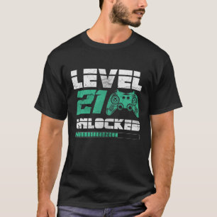 T-shirt Niveau 21 Déverrouillé 21e anniversaire 21 ans
