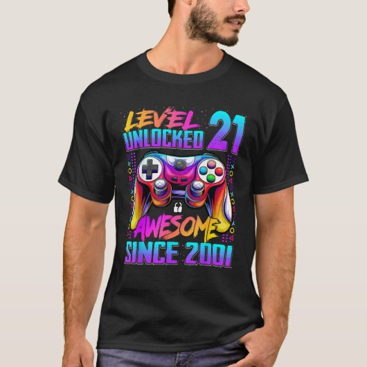 T-shirt Niveau 21 Déverrouillé stupéfiant depuis 2001 21e  (Devant)