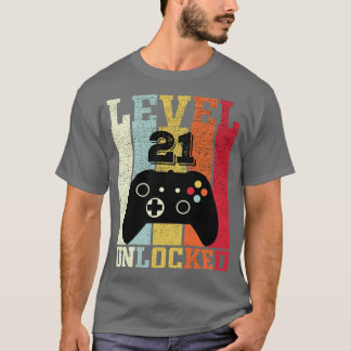 T-shirt Niveau 21 Déverrouillé Vidéo amusante 21e cadeau d