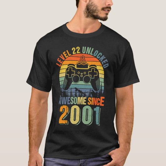 T-shirt Niveau 22 Déverrouillé Amusant 22e Joueur d'annive (Devant)