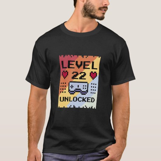T-shirt Niveau 22 Déverrouillé Jeux d'anniversaire 22e (Devant)