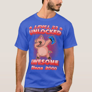 T-shirt Niveau 22 Joueurs déverrouillés Nés 2000 Pig 22n
