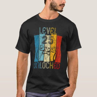 T-shirt Niveau 25 Jeu vidéo déverrouillé 25e anniversaire