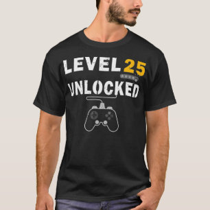 T-shirt Niveau 25 Jeu vidéo déverrouillé 25e anniversaire