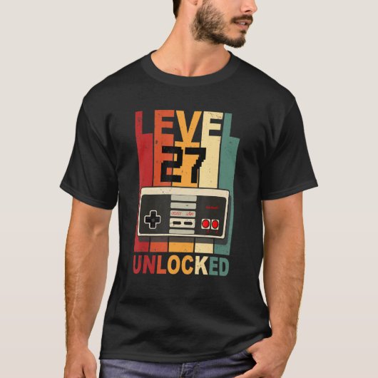 T-shirt Niveau 27 Déverrouillé Jeu vidéo de chemise 27e an (Devant)