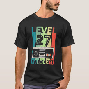 T-shirt Niveau 27 Jeu Vidéo Déverrouillé 27E Cadeau Annive