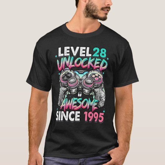 T-shirt Niveau 28 Déverrouillé stupéfiant depuis 1995 28e  (Devant)