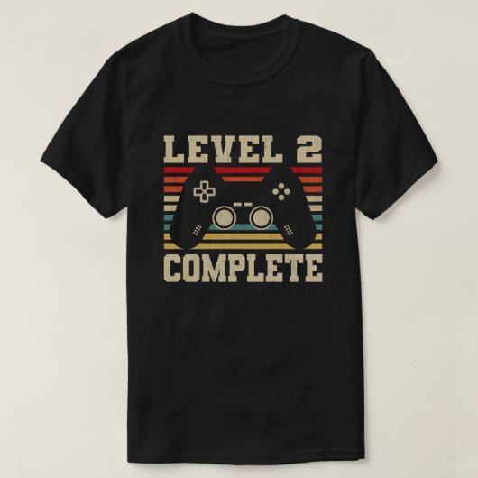 T-shirt Niveau 2 Complet 2e anniversaire de jeu vidéo (Design devant)