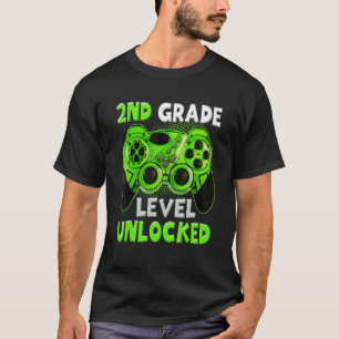 T-shirt Niveau 2e année débloqué Graphique Video Gamer Dos
