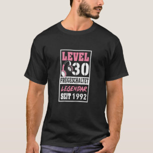 T-shirt Niveau 30 ans Gamer Girl Seit 1992 Anniversaire Vi