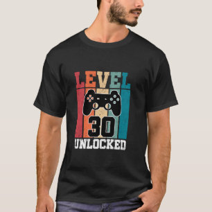 T-shirt Niveau 30 Déverrouillé 30 Ans Joueurs Amoureux 30e