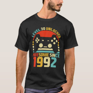 T-shirt Niveau 30 Déverrouillé 30 ans Vidéo Gamer 30e