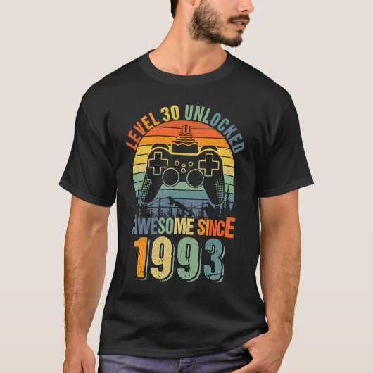 T-shirt Niveau 30 Déverrouillé 30e Anniversaire Joueur 199 (Devant)