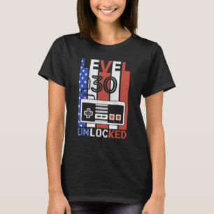 T-shirt Niveau 30 Déverrouillé American Flag Jeu vidéo 30t