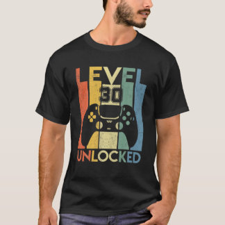 T-shirt Niveau 30 Déverrouillé Anniversaire 30 Anniversair