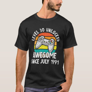 T-shirt Niveau 30 Déverrouillé Awesome Juillet 1991 Jeu vi