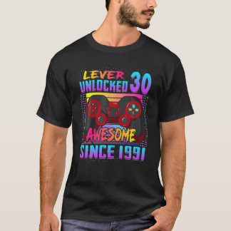 T-shirt Niveau 30 Déverrouillé Génial Depuis 1991 30E Anni
