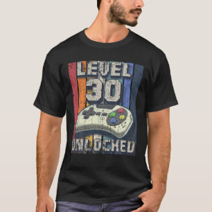 T-shirt Niveau 30 Déverrouillé Jeu vidéo 30e Anniversaire