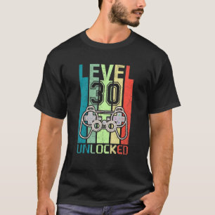 T-shirt Niveau 30 Déverrouillé Jeu vidéo 30e anniversaire
