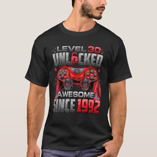 T-shirt Niveau 30 déverrouillé stupéfiant depuis 1992 30e  (Devant)