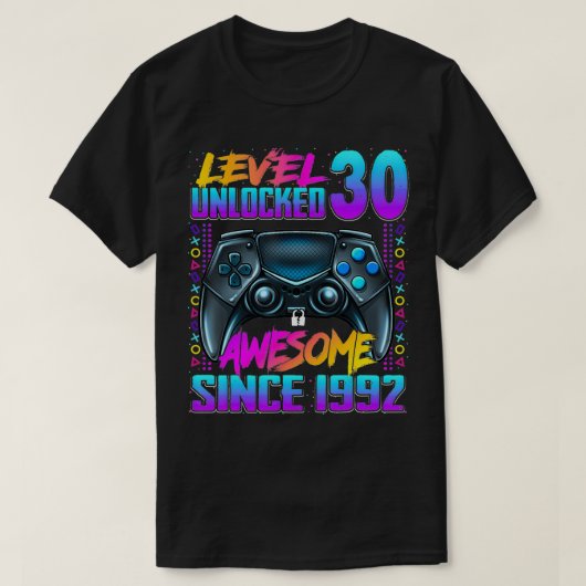 T-shirt Niveau 30 déverrouillé stupéfiant depuis 1992 30e  (Design devant)