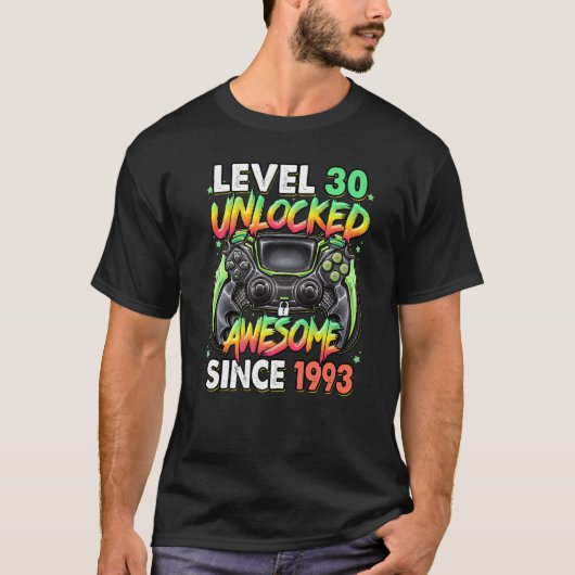 T-shirt Niveau 30 déverrouillé stupéfiant depuis 1993 30e  (Devant)