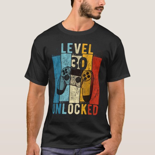 T-shirt Niveau 30 Jeu vidéo déverrouillé 30 ans 30e Bir (Devant)