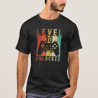 T-shirt Niveau 30 Jeux Vidéo Joueur Déverrouillé Jeu Homme