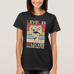 T-shirt Niveau 33 Déverrouillé 33 ans Vêtements Anniversai