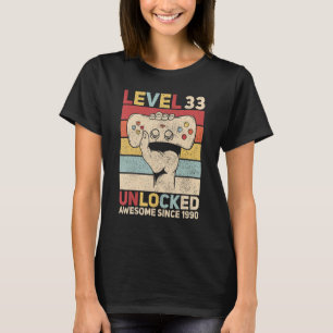 T-shirt Niveau 33 Déverrouillé 33 ans Vêtements Anniversai